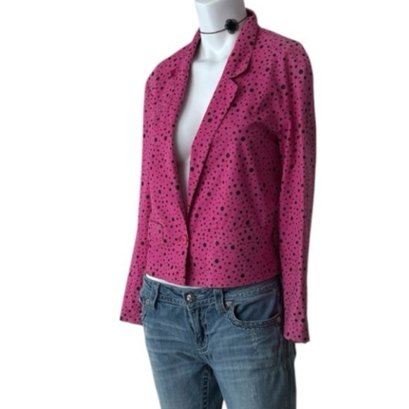 Vintage Jeep Pink and Black Polka Dot Women's Blazer size 1 - Picture 1 of 7